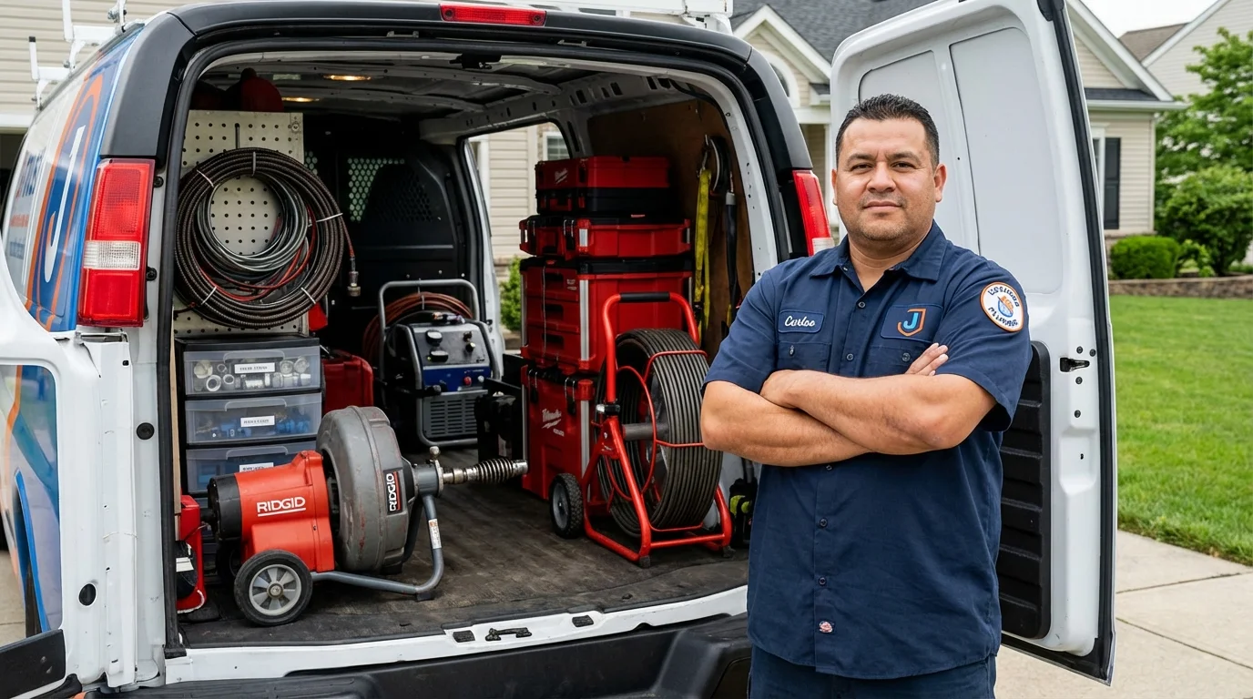 Professional drain cleaning equipment and Johns Plumbing LLC plumber in Scott Air Force Base