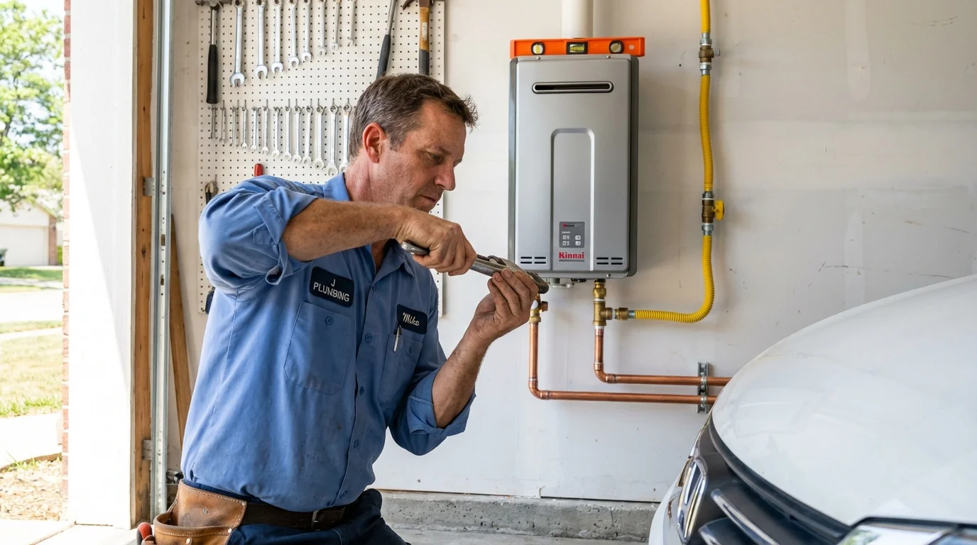 Tankless water heater installation by a Johns Plumbing LLC plumber in Scott Air Force Base
